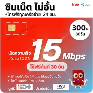 ซิมเน็ตทรู 15Mbps 30 วัน