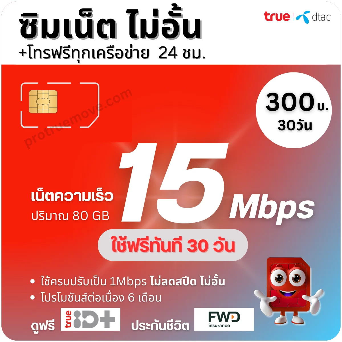 ซิมเน็ตทรู 15Mbps 30 วัน